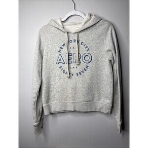 Aeropostale Hoodie Womens Size Medium Gray Graphic Pullover